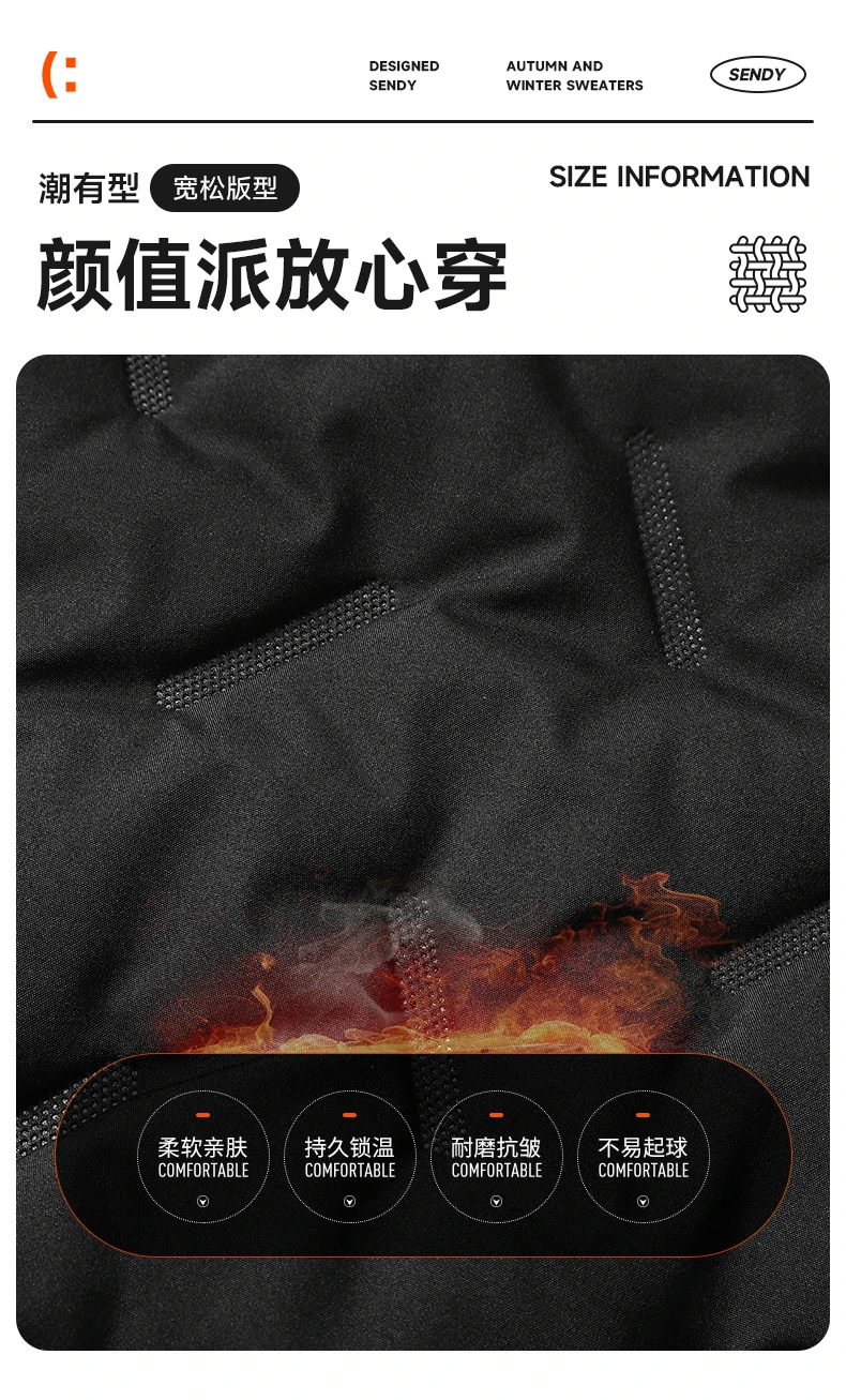 Description Picture 4 of itemMen's Thicken Parkas Fleece Lining Warm Winter Jacket Cashmere Coat Solid Outdoor Cotton-Padded Male Windbreaker Outwear