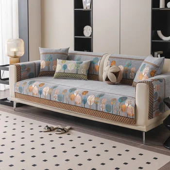 Chenille Non-Slip Sofa Cover – Four Seasons Jacquard Couch Cushion Protector 6