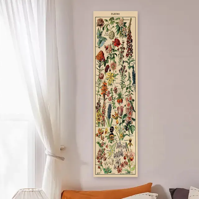 Tableau floral et végétal Tapisserie verticale, Pièces plus lentes, Mur de référence, Art botanique llustratif, Fleurs, Décoration d'intérieur 6