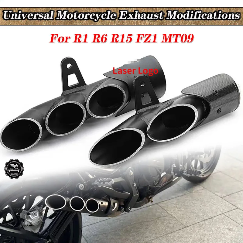 51Mm Calibro Universale Modificato Moto Uscita Porosa Silenziatore Di Scarico Tubo Per R1 R6 R15 Fz1 Mt09 Racing Escape Moto Silenziatore