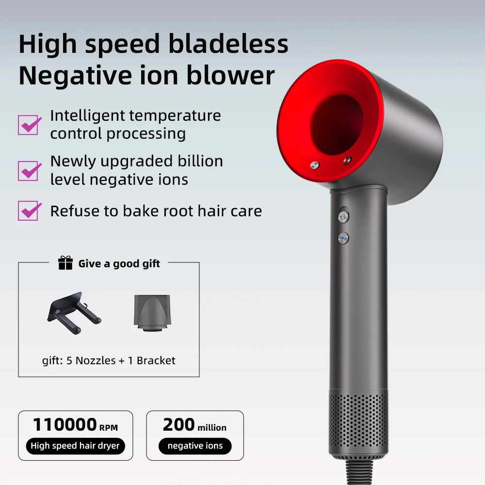 Description Picture 2 of itemHigh-speed bladeless hair dryer Negative ion hair care high-power,silent and quick-drying Portable, suitable for home and travel