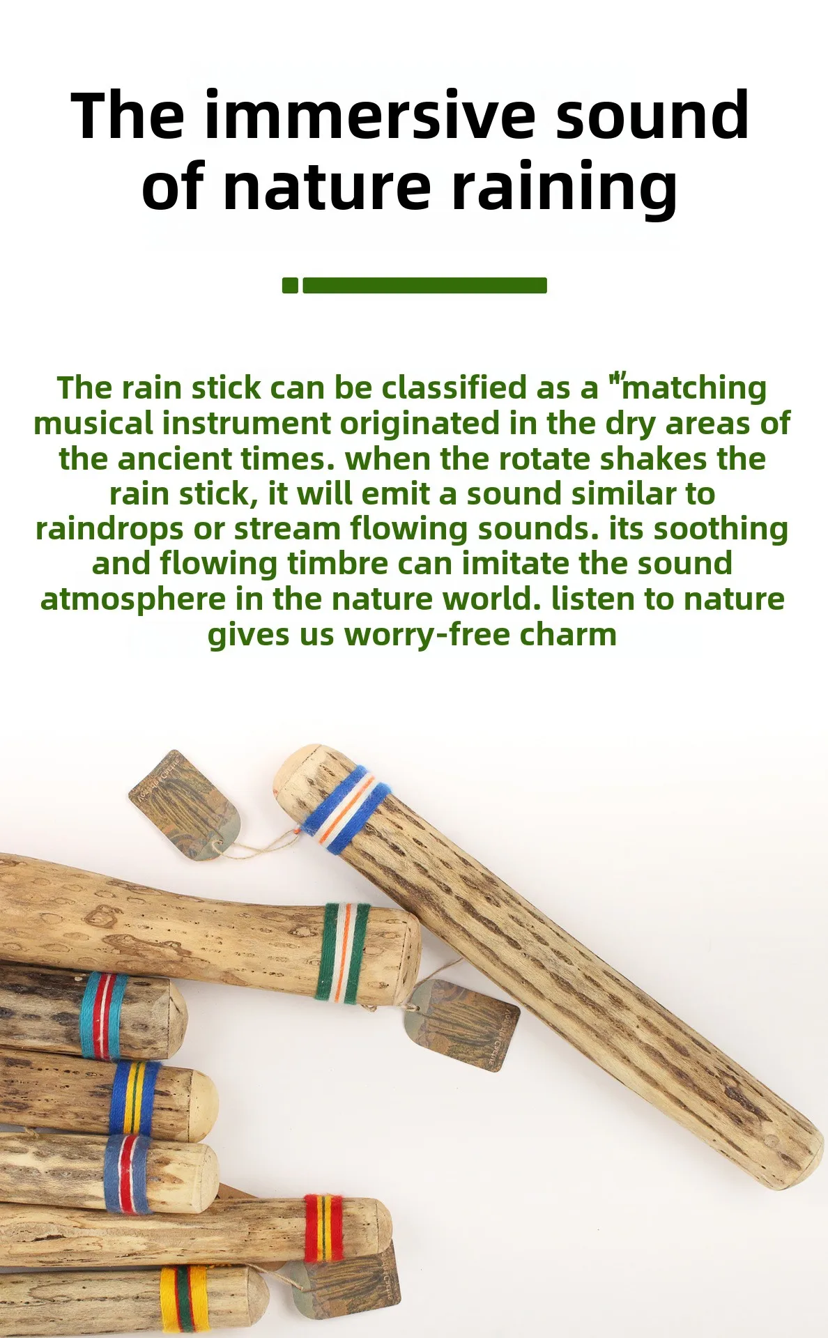 Description Picture 3 of itemRain Stick Sound Therapy Cactus Rain Sticks Healing Rainmaker Shaker Yoga Meditation Nature Sounds Musical Orff Instruments