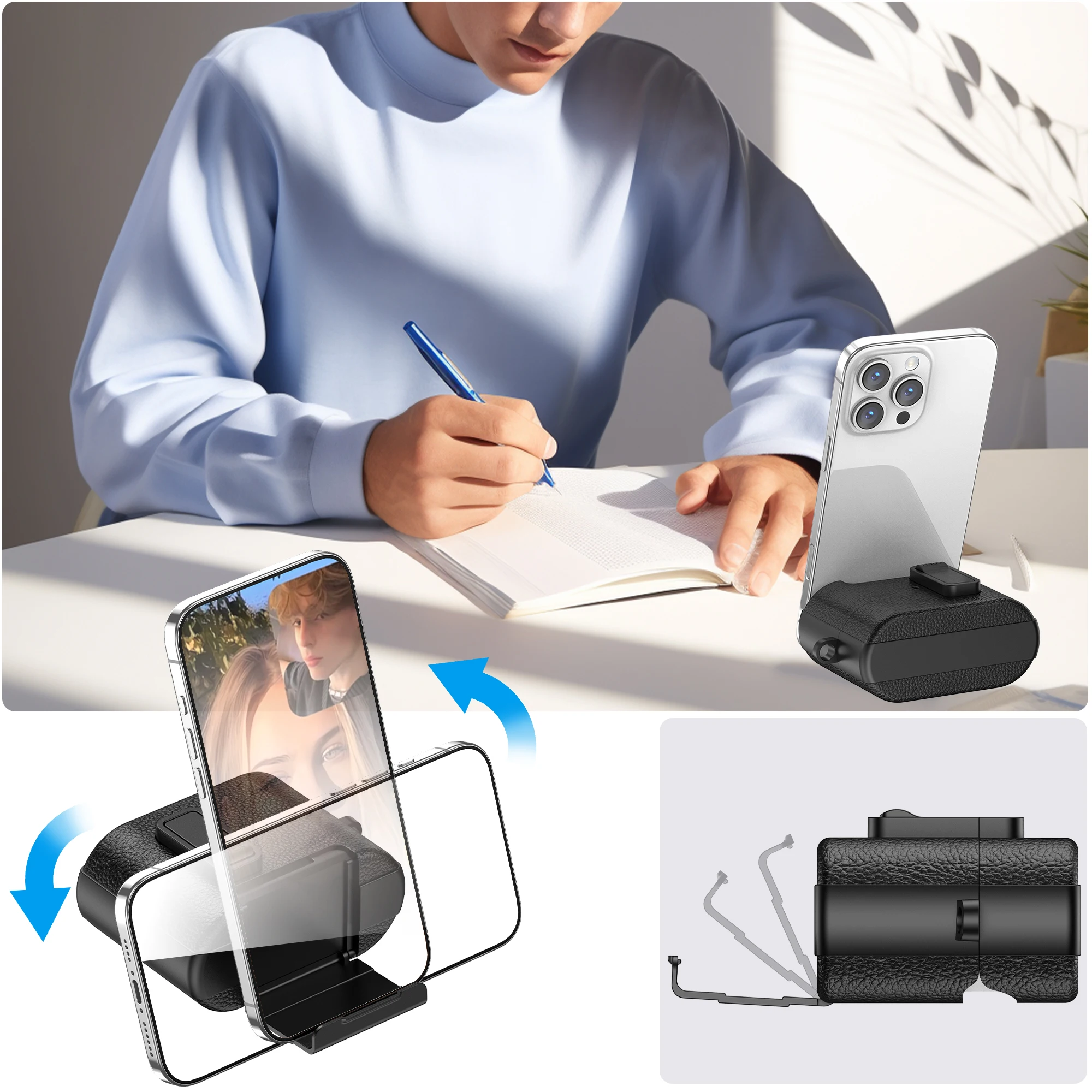 Premium Leather Texture Earphone Protective Case with Secure Lock and Invisible Stand