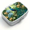 Tropical Style 2-Grid Peacock Pattern Pill Box-Stylish Portable Pill Box,Perfect for Pocket or Purse-Durable Vitamin Storage Box 2