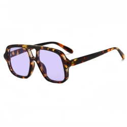 Sleek Double - Beam Aviator Sunglasses (Purple)