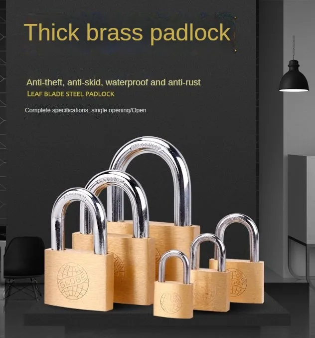 Description Picture 2 of itemAnti Theft Door Full Copper Padlock Thickened  Brass Small Padlock Dormitory Gym Cabinet Anti-theft Locks Locker 3pcs keys
