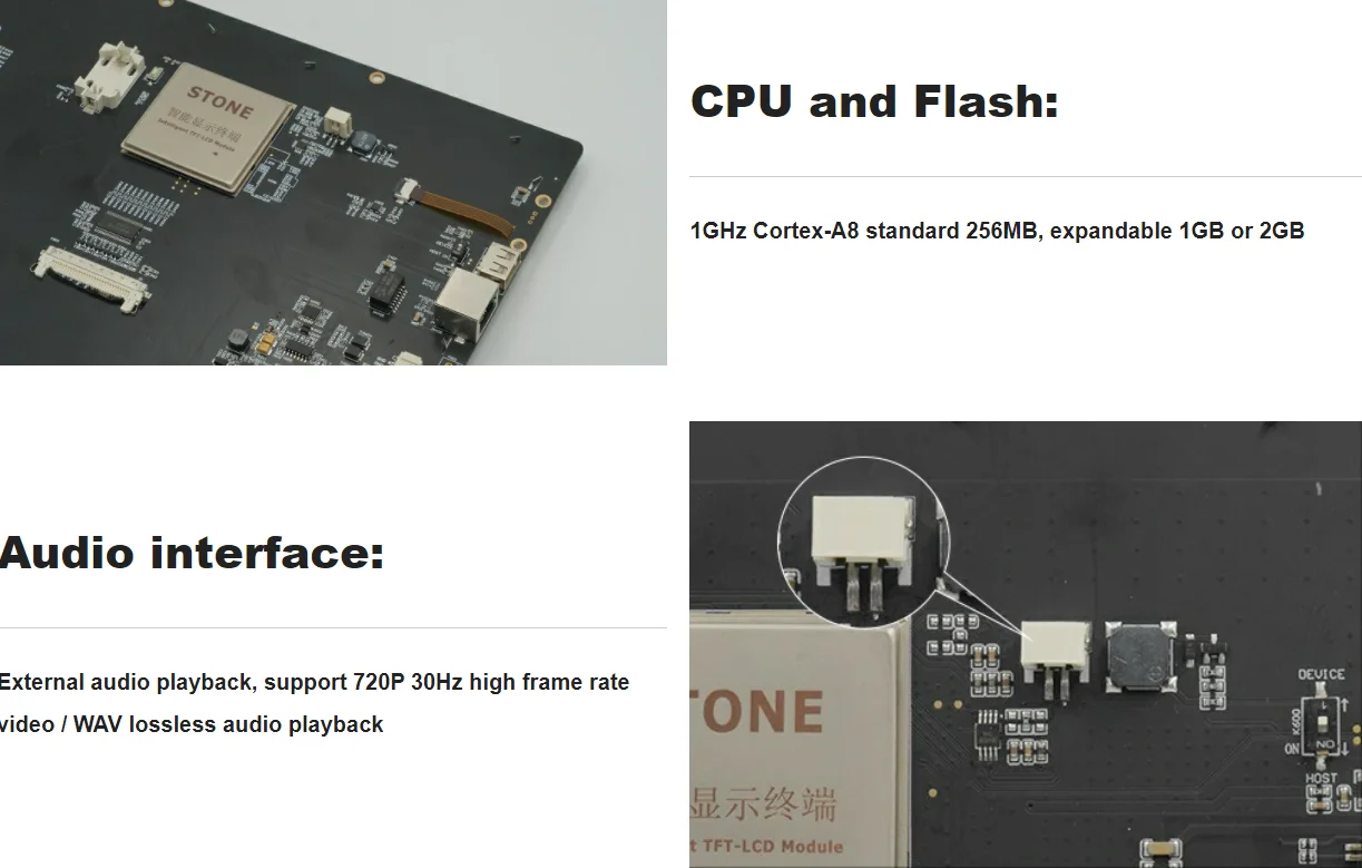 STONE Industrial 7'' 800*480 Built-in RTC / 256M Flash Capacity / Faster MCU Clock HMI Touch Display STWI070WT-01