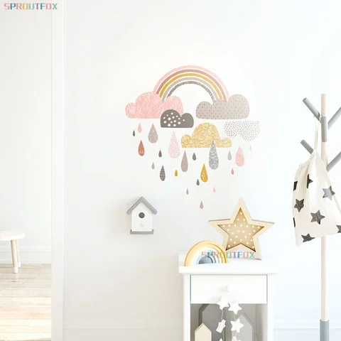 

Rainbow Home Decor Wall Stickers For Children's Room Raindrop Wallpaper For Modern Wall Decor On Wall In Bedroom