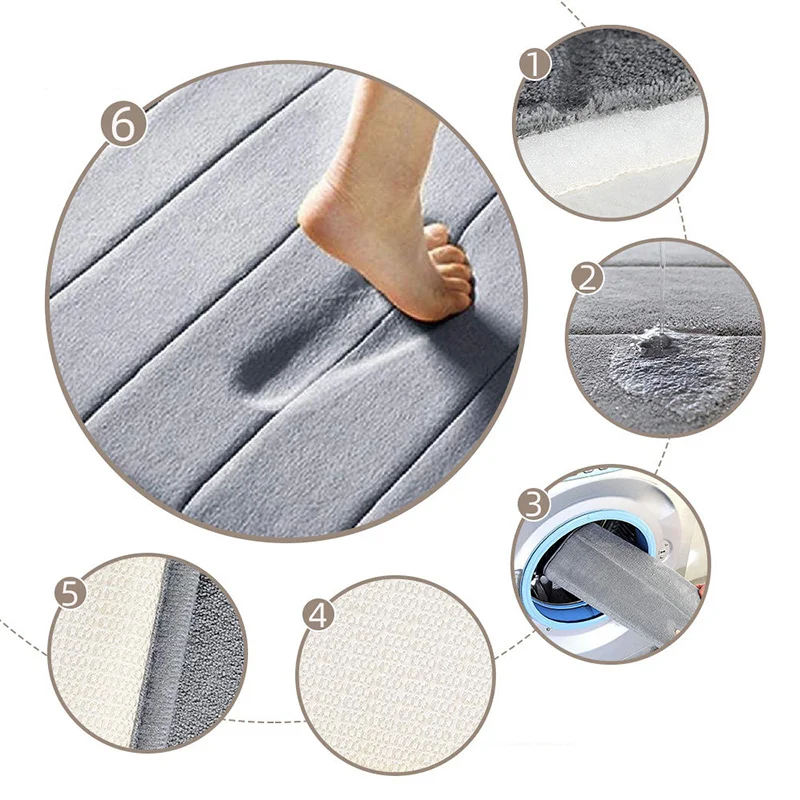 1.5CM Thick Carpet For Bathroom Soft Coral Fleece Absorbent Anti-slip Silica Foot Mat Living Room Bedroom Floor Mat 3 Piece/set