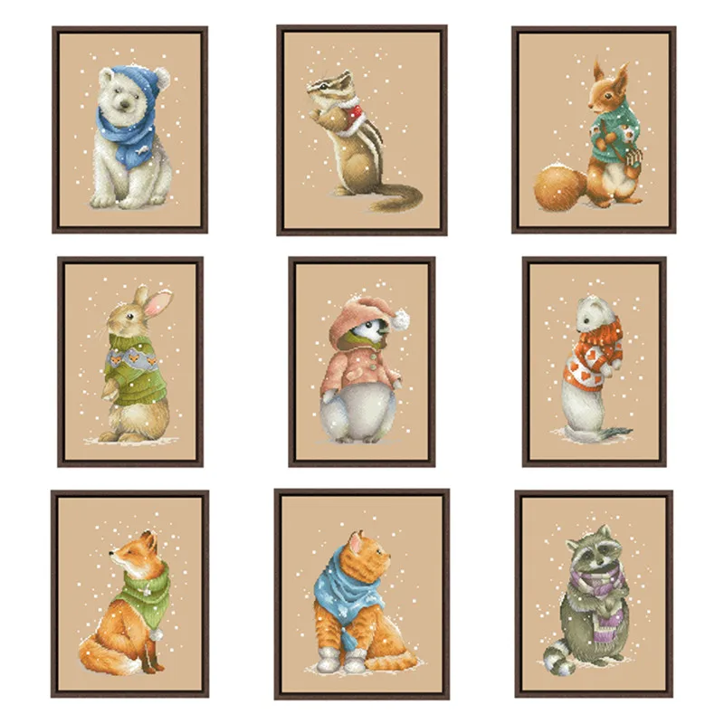 White Bear Cross Stitch Kit 18ct 14ct 11ct Flaxen Linen Fabric Cloth Cotton Thread Embroidery DIY Handmade Home Decor Cross Stitch Kit