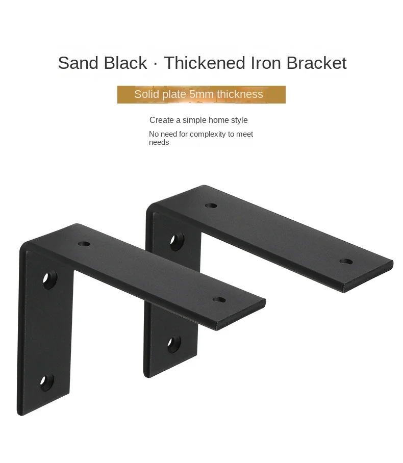 Description Picture 2 of itemThickened 5MM Black Wall Heavy-duty Bracket, Iron L-shaped Bracket, Angle Iron Bracket Fixed At A 90 Degree Right Angle