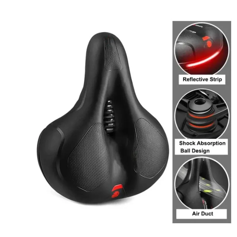 

Hollow Breathable Bicycle Saddle Men Women MTB Road Bike Saddle Shock Absorbing Comfortable Big Butt Bike Seat Safety Warning