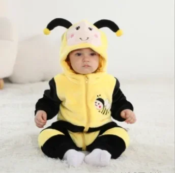 0-5Y Winter Baby Girls  Boys Clothes Romper  Infant Onesie Cartoon Lovely Bee Bodysuit Cosplay Costume Zipper Jumpsuits Pajamas 4