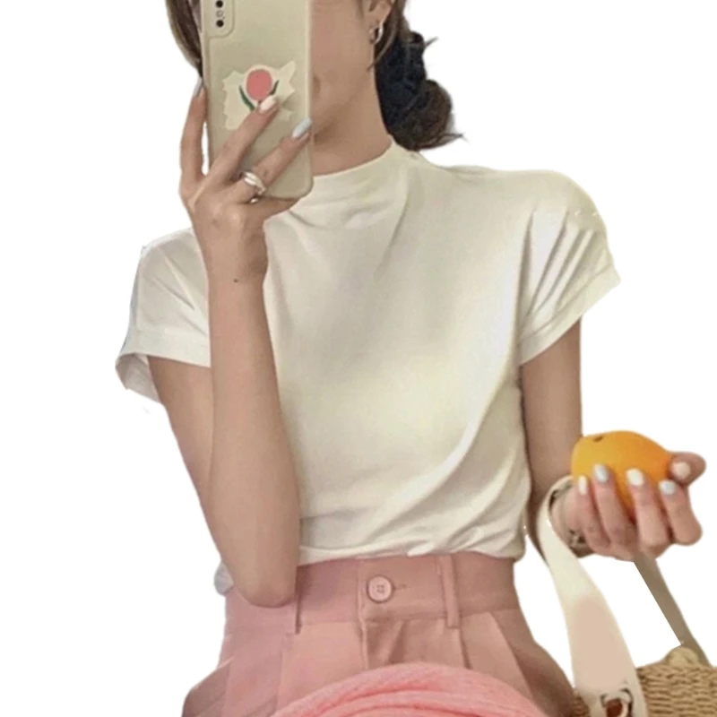 

Женский укороченный топ, повседневная футболка с коротким рукавом, летняя рубашка, блузка, топ, праздничная рубашка, топ для в