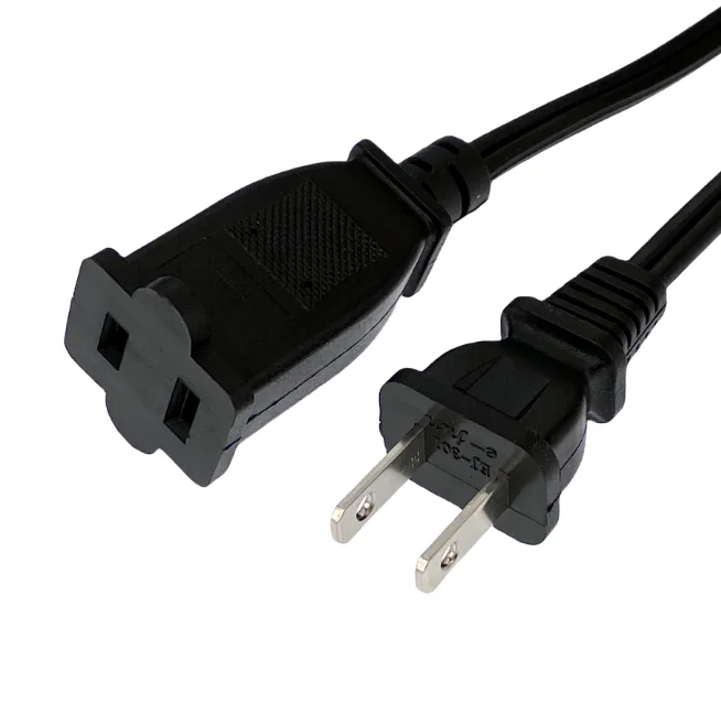 Durable 2-Prong AC Power Extension Cord - 1 Meter, 10A Capacity