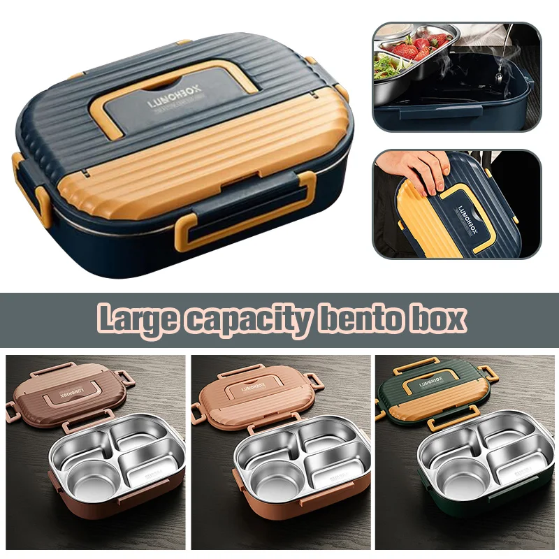

Lunch Box 304 Food Grade Stainless Steel 4 Compartments Portable with Soup Bowl Work Students Picnics Food Insulation Lunch Box