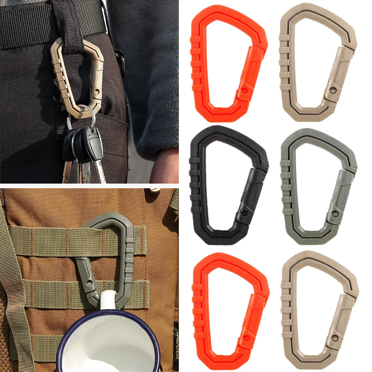 

4 шт. большой D-образный пластиковый стальной Тактический быстросъемный крючок с быстрой застежкой для кемпинга на открытом воздухе Рюкзак Сумка EDC инструмент Аксессуары