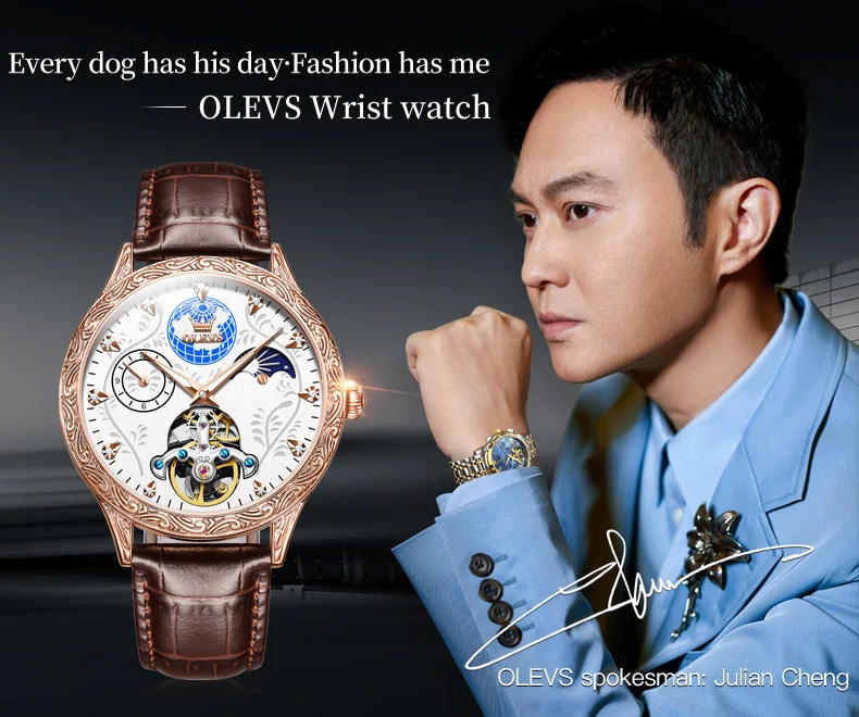 OLEVS 6660 Skeleton Multifunction Automatic Mechanical Watch description image
