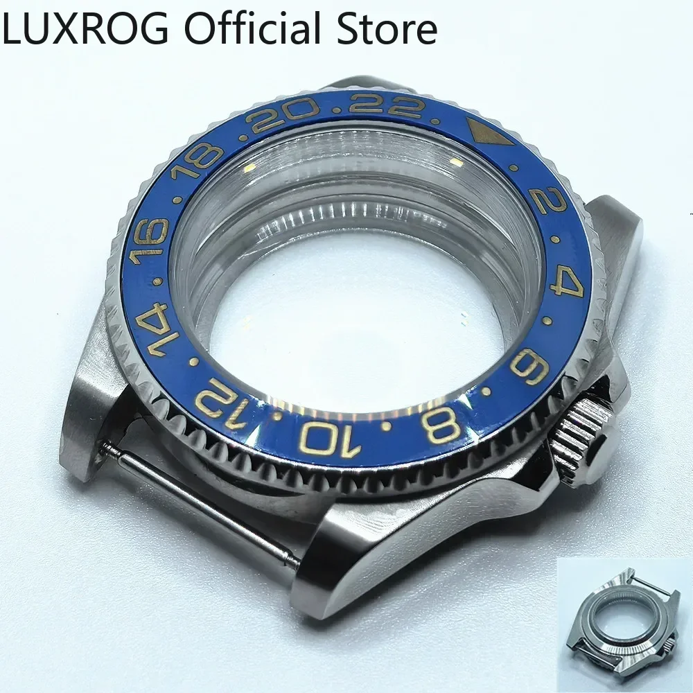 Stainless Steel 40MM Black Blue Ceramic Insert Watch Case