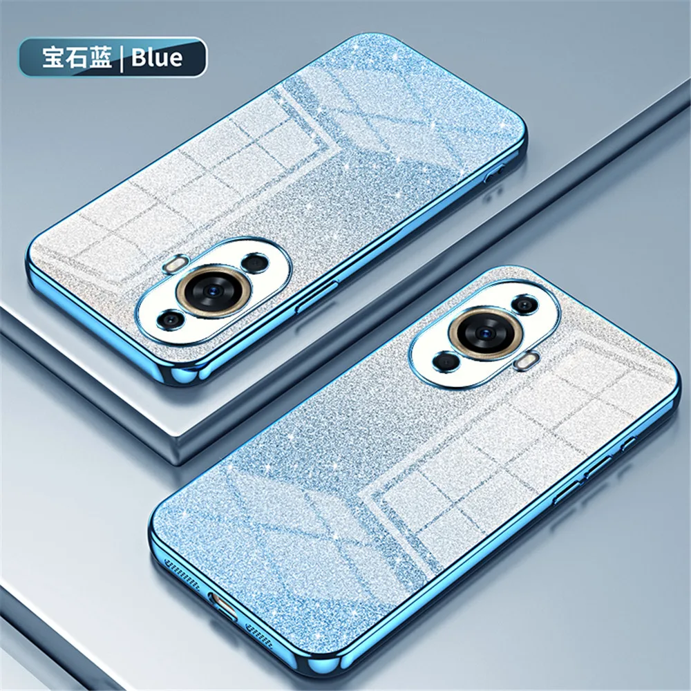 Gradient Glitter Plating Clear Shockproof Phone Case - Soft Silicone  Cover