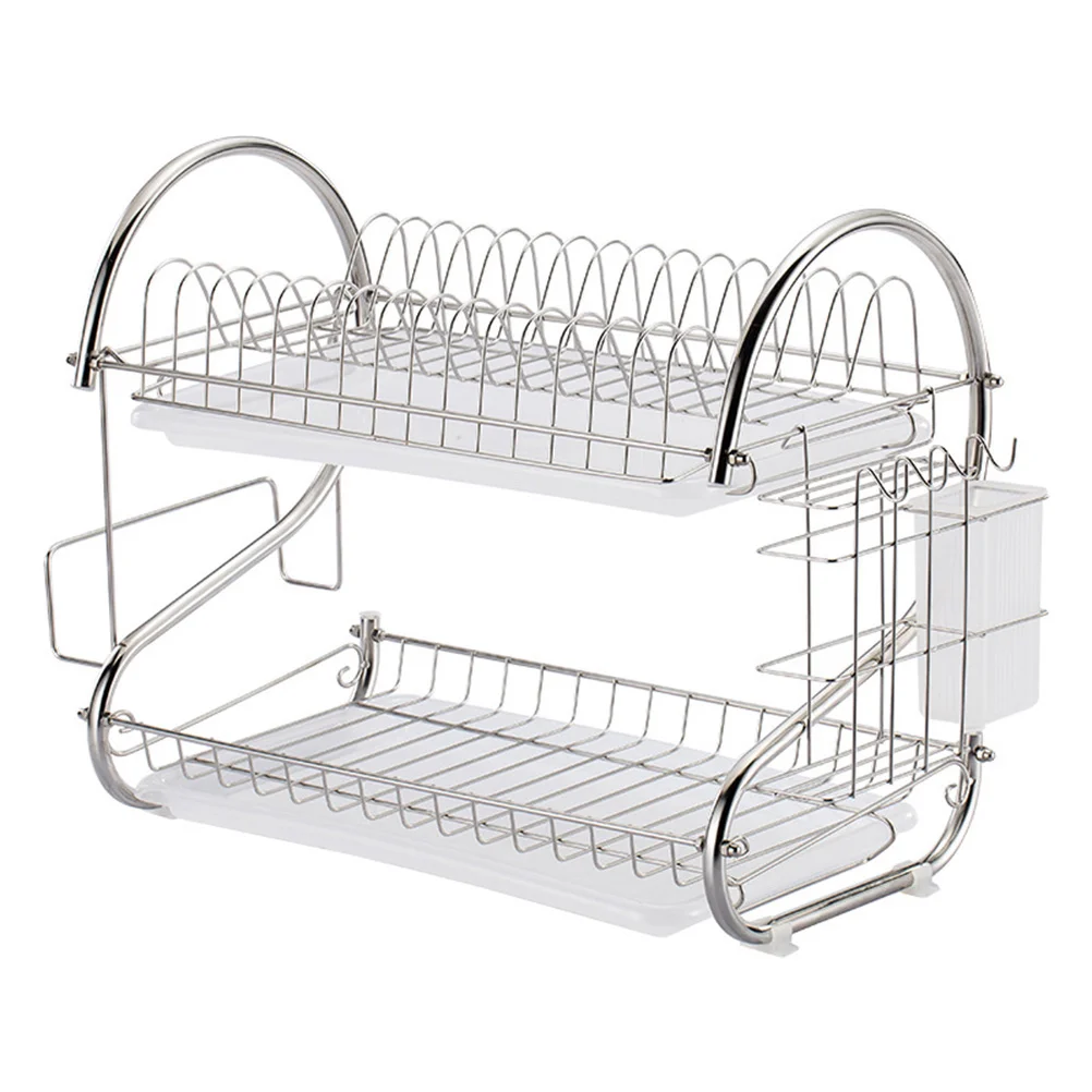 

Dish Rack Drying Kitchen Counter Drainer Organizer Strainer Storage Drain Utensil Dishes Racks Steel Stainless Sink Shelf Holder