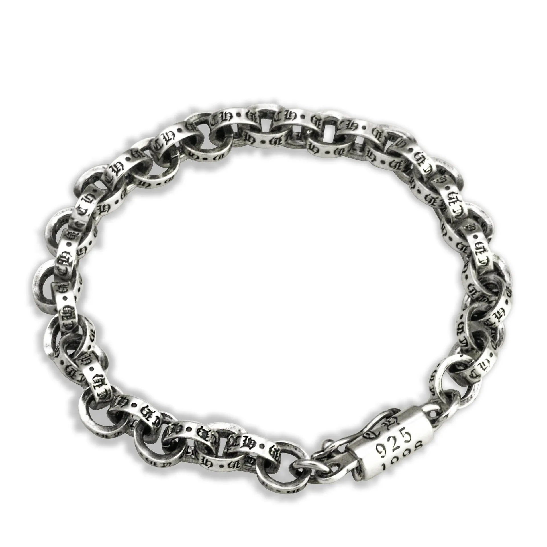 Men Silver Retro Bracelet Men Bracelet Interlocking Real Silver