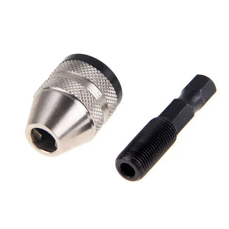 

1/4 Inch Hex Shank Drill Keyless Drill Chuck Alloy Black Silver Adapter Drill Bit Instantly Convert Impact Driver Quick Change