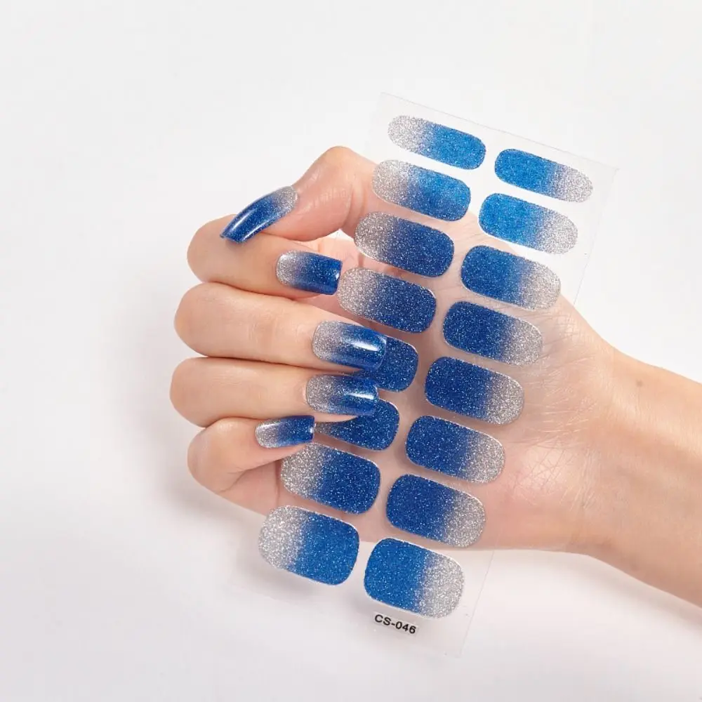 8Sheets Strips Gel Nail Stickers Glittering Gradient Colors Gel Full Nail Wraps Simple Gel Nail Polish Strips