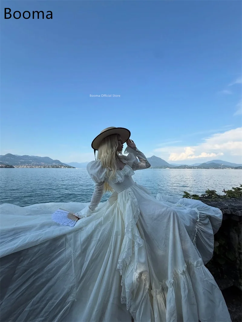 Booma A-Line Lace Classic Wedding Dresses Full-Sleeves Long Corset Square  Neck Elegant Brides Gown Custom Made 2025 - AliExpress 320