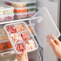 Boîte de rangement pour réfrigérateur à 6 compartiments, pour aliments, légumes et fruits, organisateur de réfrigérateur, panier de drainage, bac transparent pour viande, oignon, gingembre 2