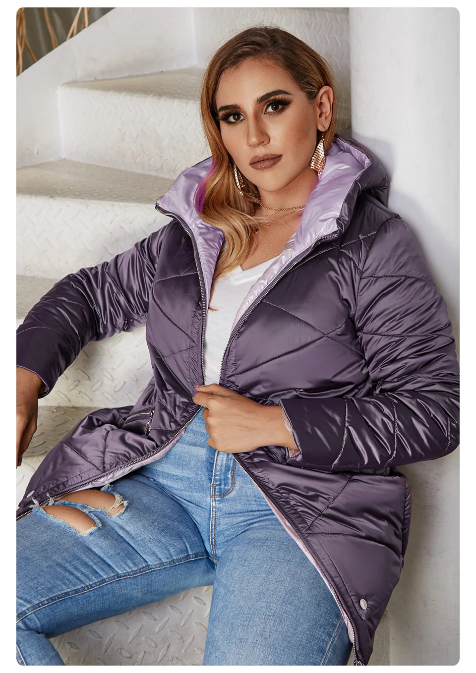 2022 Astrid winter jacket women Plus Size ontrast color Waterproof fabric with cap thick cotton clothing warm women parka M-2090