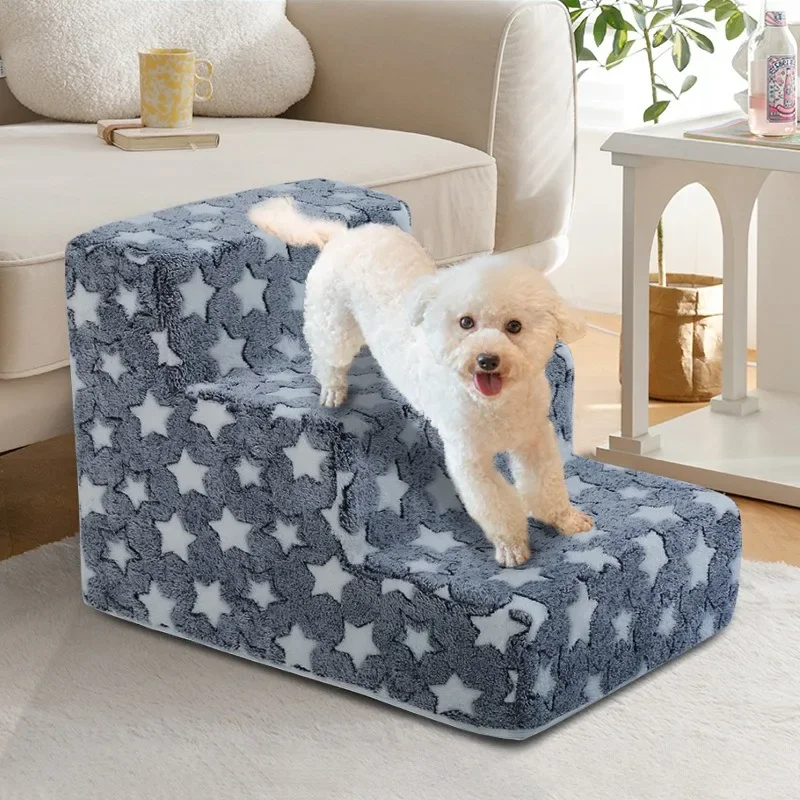 Pet Ramp Three Stairs High Density Soft Foam Anti-skid Steps Removable and Washable Injured Dogs and Cats Three Training Stairs Pet Ramp Three Stairs High Density Soft Foam Anti-skid Steps Removable and Washable Injured Dogs and Cats Three Training Stairs