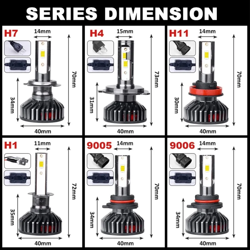 Led car lights led lights led bulbs led headlights led car headlights H7 LED Headlight Bulb Canbus 25000LM CSP Chip LED H4 H1 H11 H8 H9 9005 9006 HB3 HB4 800W 6000K PTF Ice Bulbs Turbo Fog Light 12V