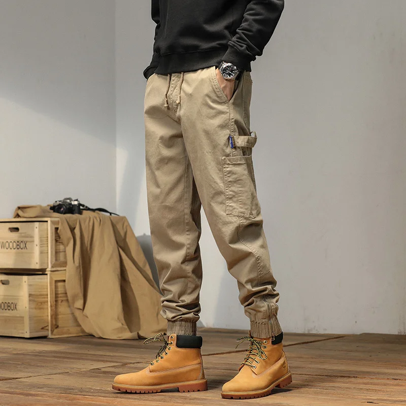 

Autumn Winter Men New Casual Pants Thickened Versatile Trousers Solid Color Teen Slacks Fitted Feet Cargo Dropshipping