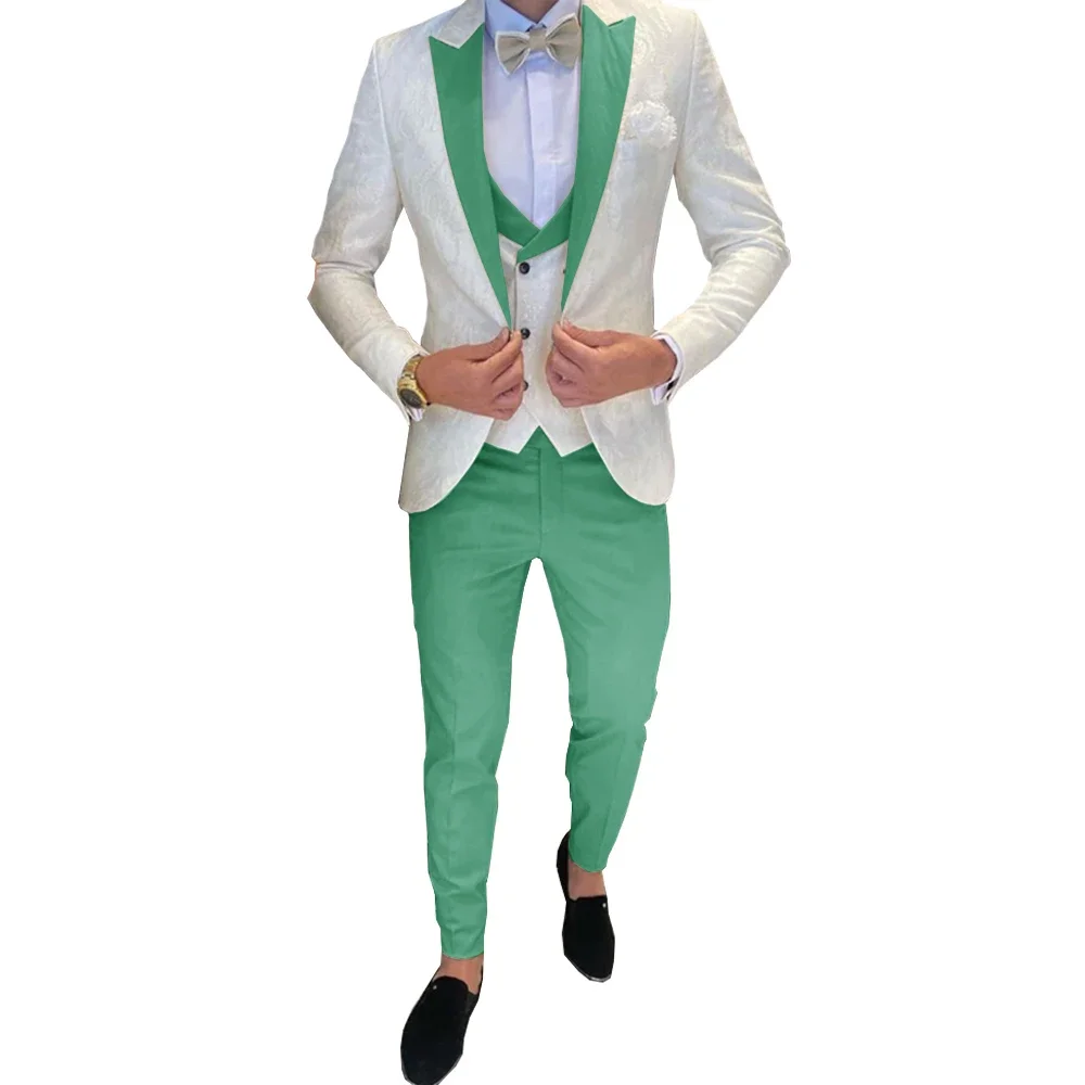 Mens Suit Ivory Men's Wedding Groom Suit 3 Piece Jacket Pants Vest Formal Tuxedo Elegant Men's Custom Suit Bow tie not Included