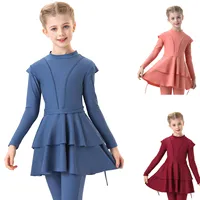Skirts for Girls of Age 13 Muslim Swimsuit Girls 3 Piece Full Cover Hijab Burkini Arabic Swimwear Sunsuit Beachwear M Apparel 3