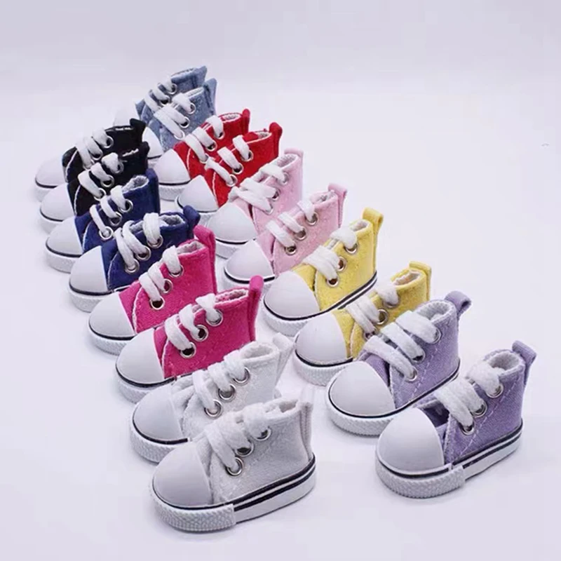 1/6 BJD Doll Shoes Handmade 5 CM Shoes for Dolls Mini Canvas Shoelace Doll Play House Dress Up Accessories Children Toys Gift 2