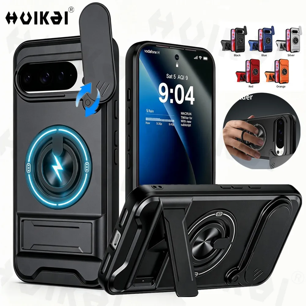 Slide Camera Case with Kickstand and Magnetic Rotate Holder - Shockproof and Drop Protection Cover