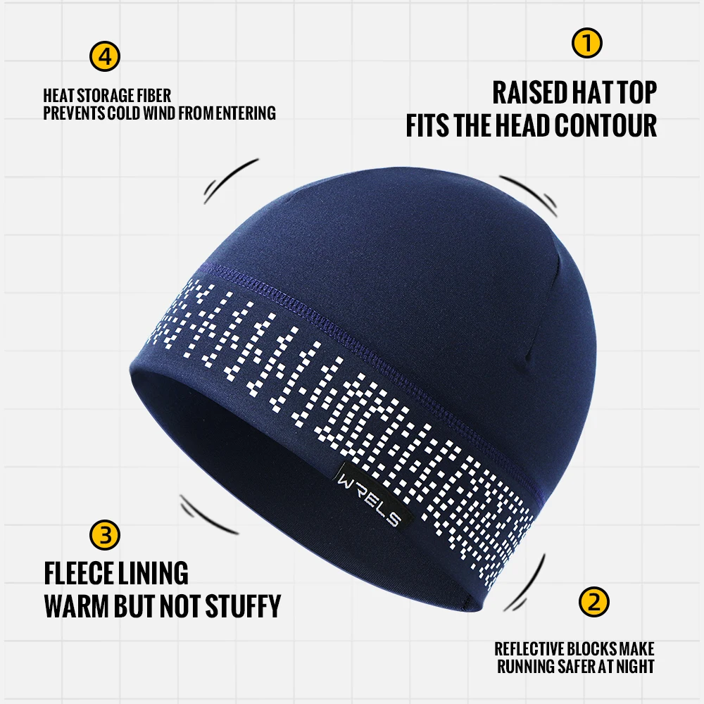 WRELS Winter Reflective Sports Hat Thermal Beanie Warmer Soft Ear Cover Winter Casual Hat for Skiing Sports Accessories