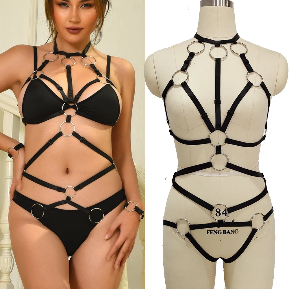 Imbracatura Per Il Corpo Di Halloween Calze Per Bondage Regolabili Cintura Per Giarrettiera Per Gambe Lingerie Sexy Set Per Gabbia Per Il Corpo Donna 