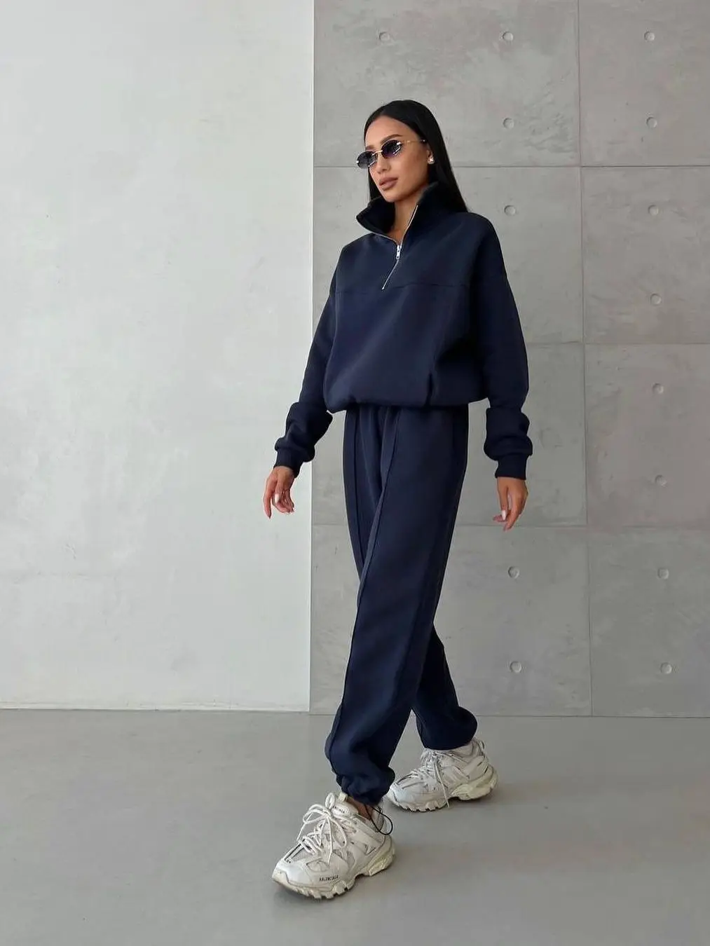 2024 Simple Suit Zipper Drawstring Fashion Sports Hoodie Casual Solid Color Long Sleeve Solid Color New Loose Two-piece  Women