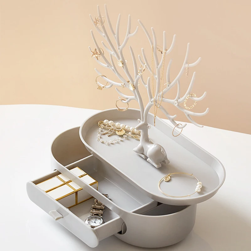 

Deer Jewelry Storage Rack Tree Shaped Earrings Display Rack Earrings Necklaces Jewelry Sorting Hanging Rack Shelves Organizers