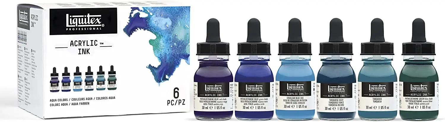 Liquitex Professional Acrylic Ink 6 Colorsx30ml Aqua/Essential