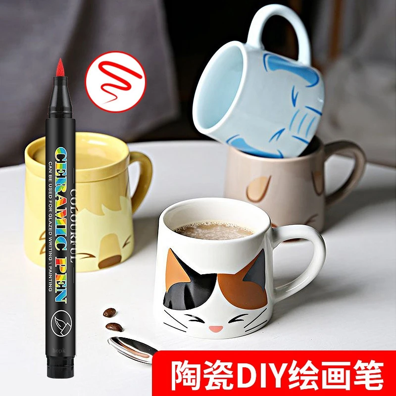 12/24 Colors High Temperature Oven Baked Ceramic Marker Pen Set Acrylic Paint Pens for Rock Stone Wood Extra-fine Brush Tip