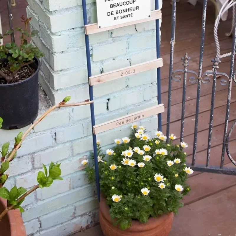 Japanese Ins Style Flower Ladder, Wooden Climbing Rattan Holder, Courtyard Plant Label, Practical Decorative Flower Rack