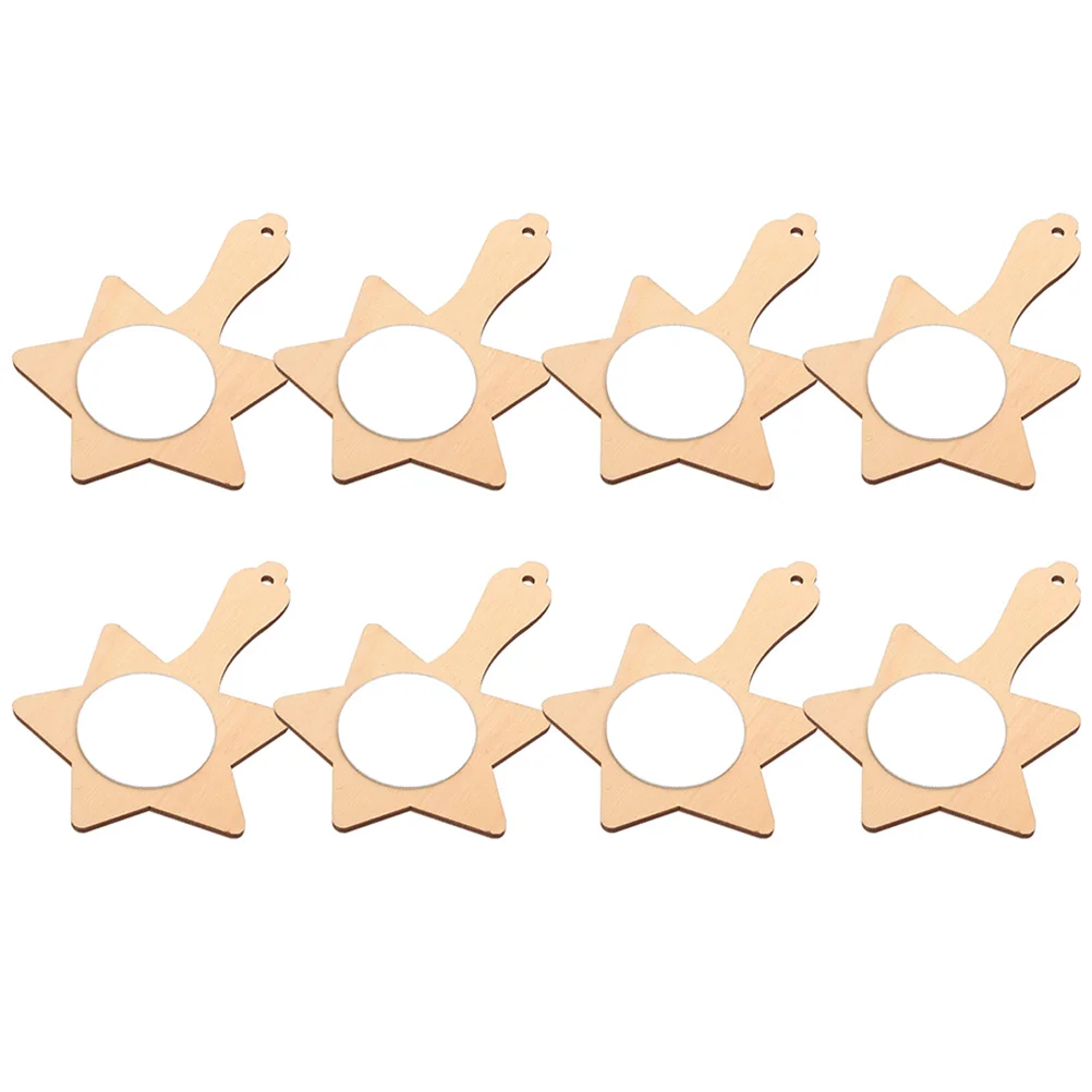 

8 Pcs Small Wooden Mirror Handcrafted Kids Toy Educational Plaything Unfinished Handheld Delicate Makeup DIY Materials