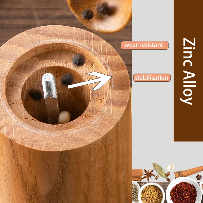 Manual Pepper Grinder Wooden Salt Grinder for Kitchen Spice Pepper Mills Adjustable Coarseness Grinding Kitchen Gadgets