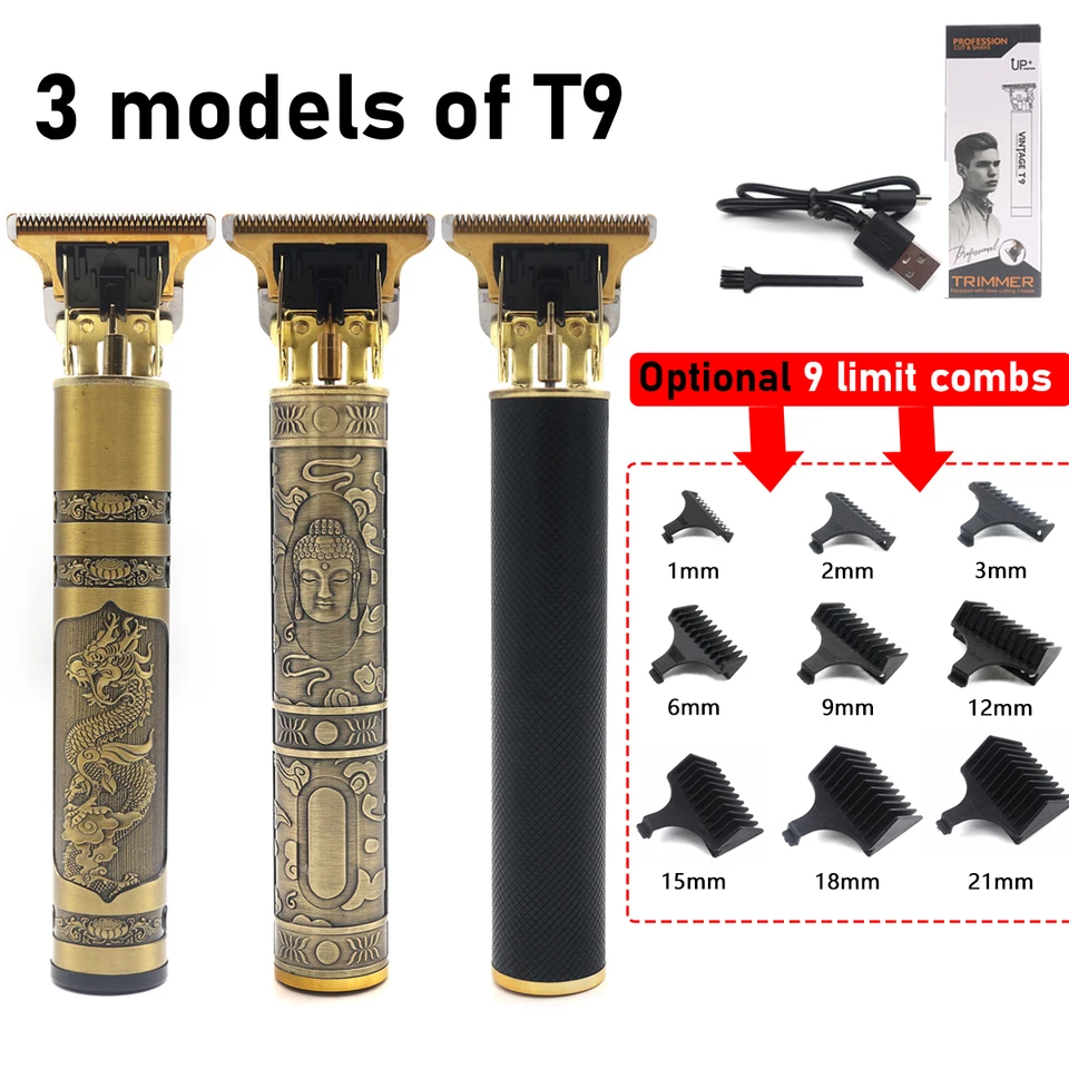 T9 Professionele tondeuse/baardtrimmer met metalen behuizing en roestvrijstalen mes voor mannen._voghion.com
