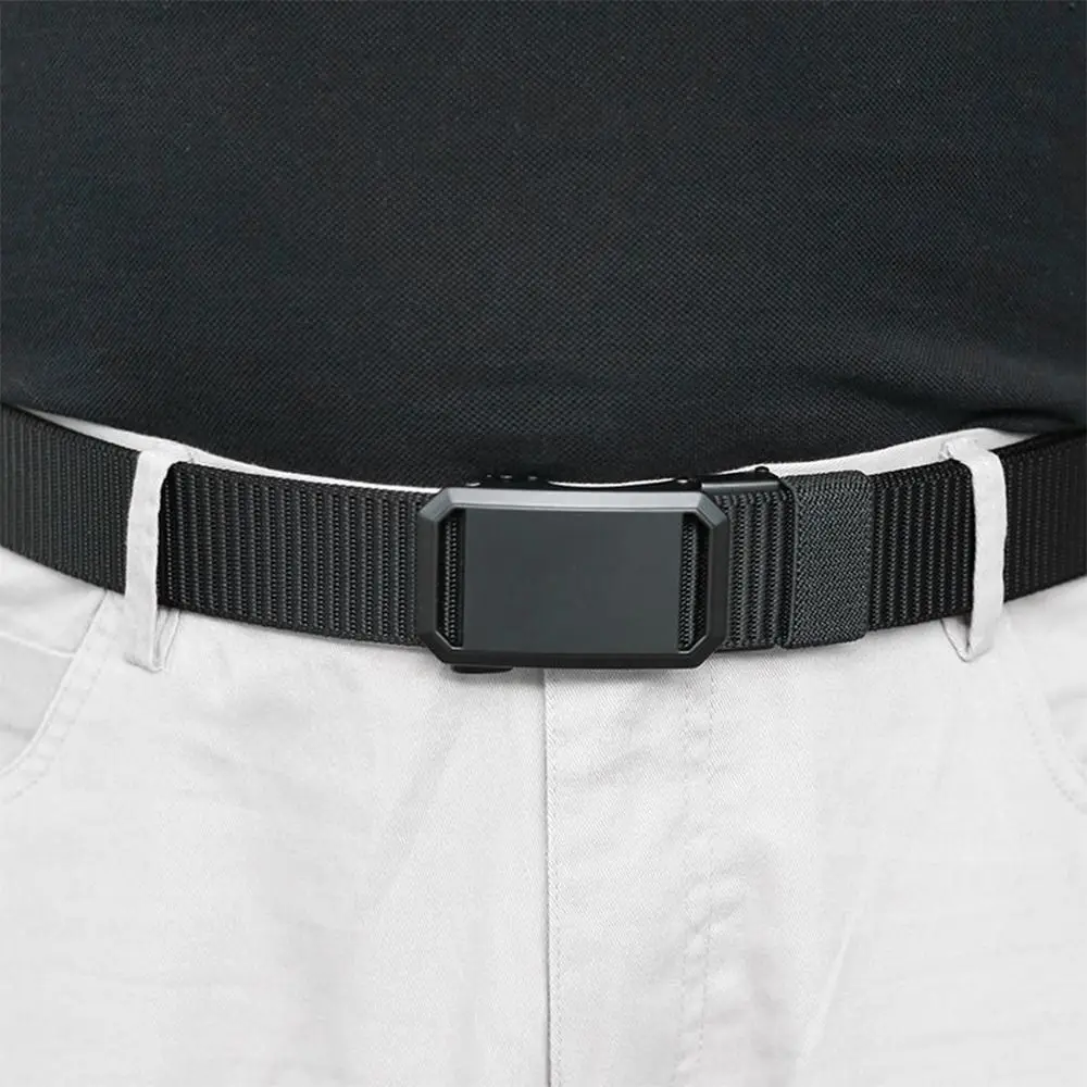 

Nylon Men's Ratchet Web Belt Fashion No Holes 1.3 inch Invisible Belt for Men Automatic Buckle Belt for Jeans