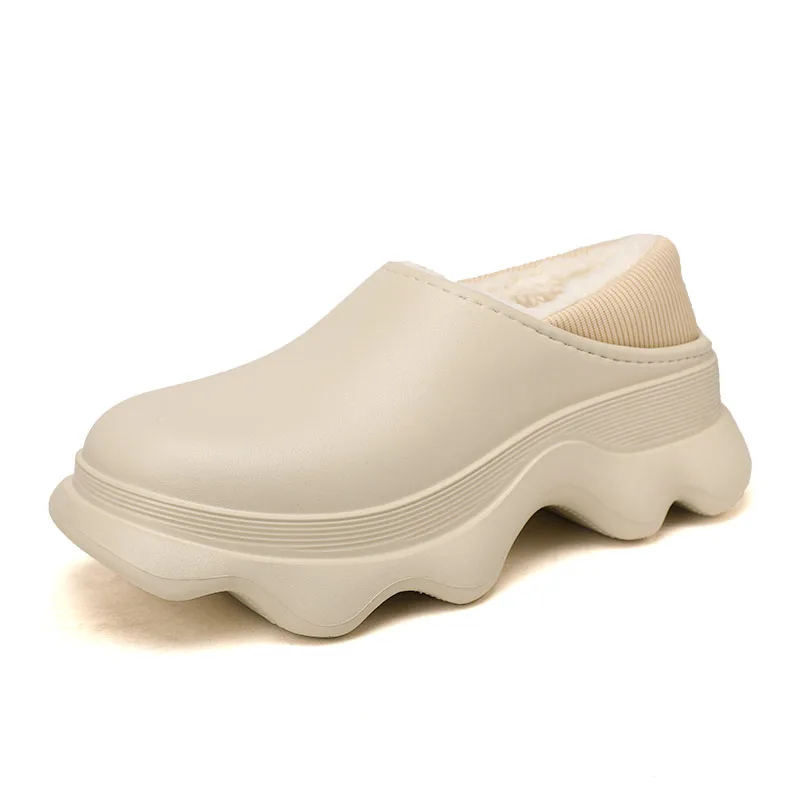 

Winter Unisex Fur Slides Slip On Keep Warm Home Cotton Shoes Lightweight Winter Cotton Slippers For Men Women Plus Size 36-45